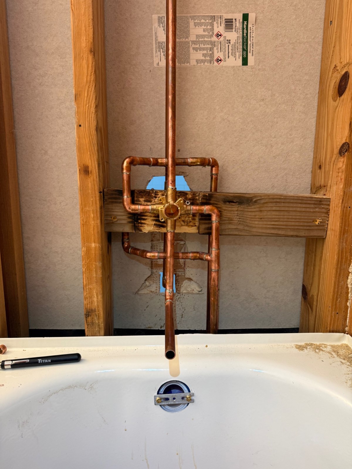 Tub and shower valve piping